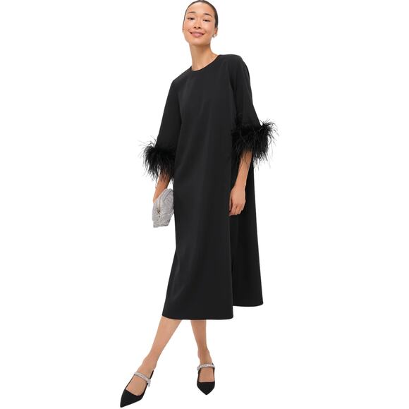 Tuckernuck Dresses & Skirts - Tuckernuck Black Feather Jamie Dress Ostrich Feather Cuffs Size S
